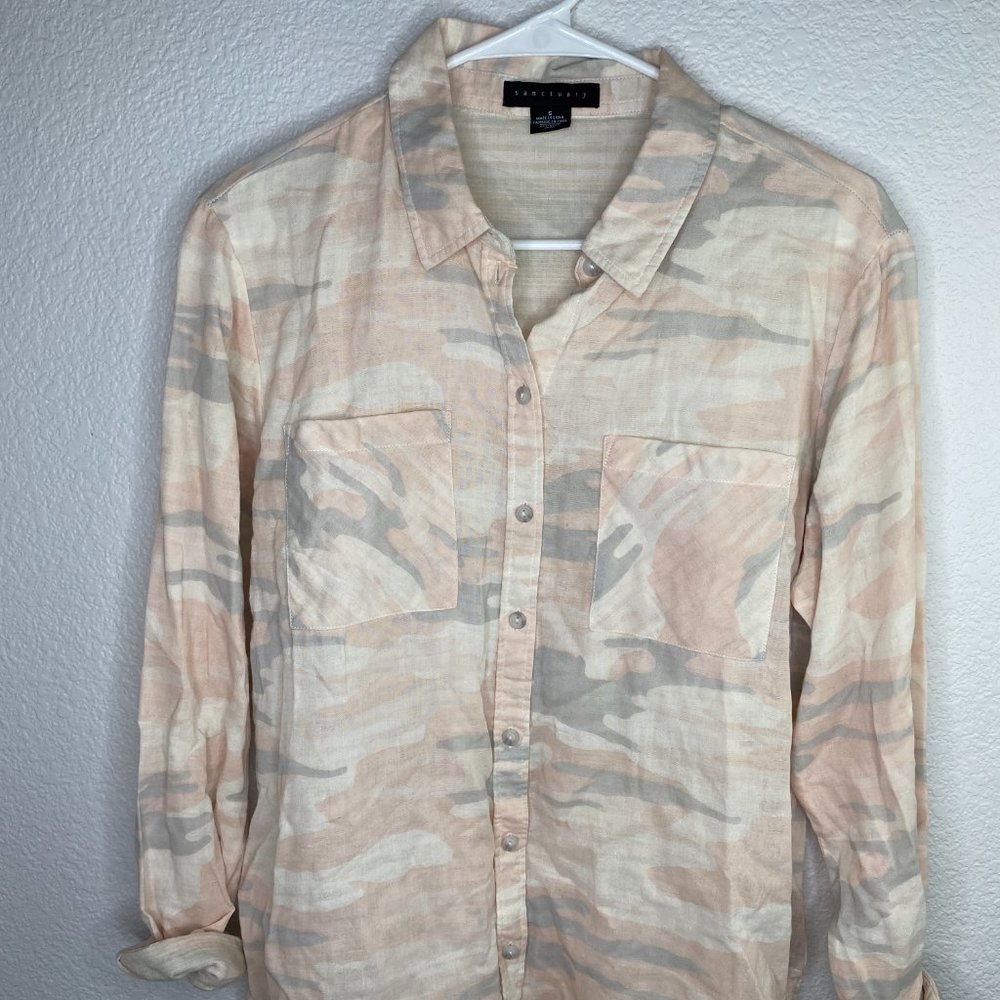 NWOT Sanctuary Favorite Boyfriend Shirt Camo Pink - Picture 10 of 13